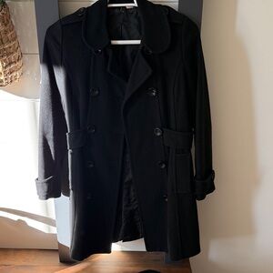 H&M Women's Black Double-Breasted Pea Coat